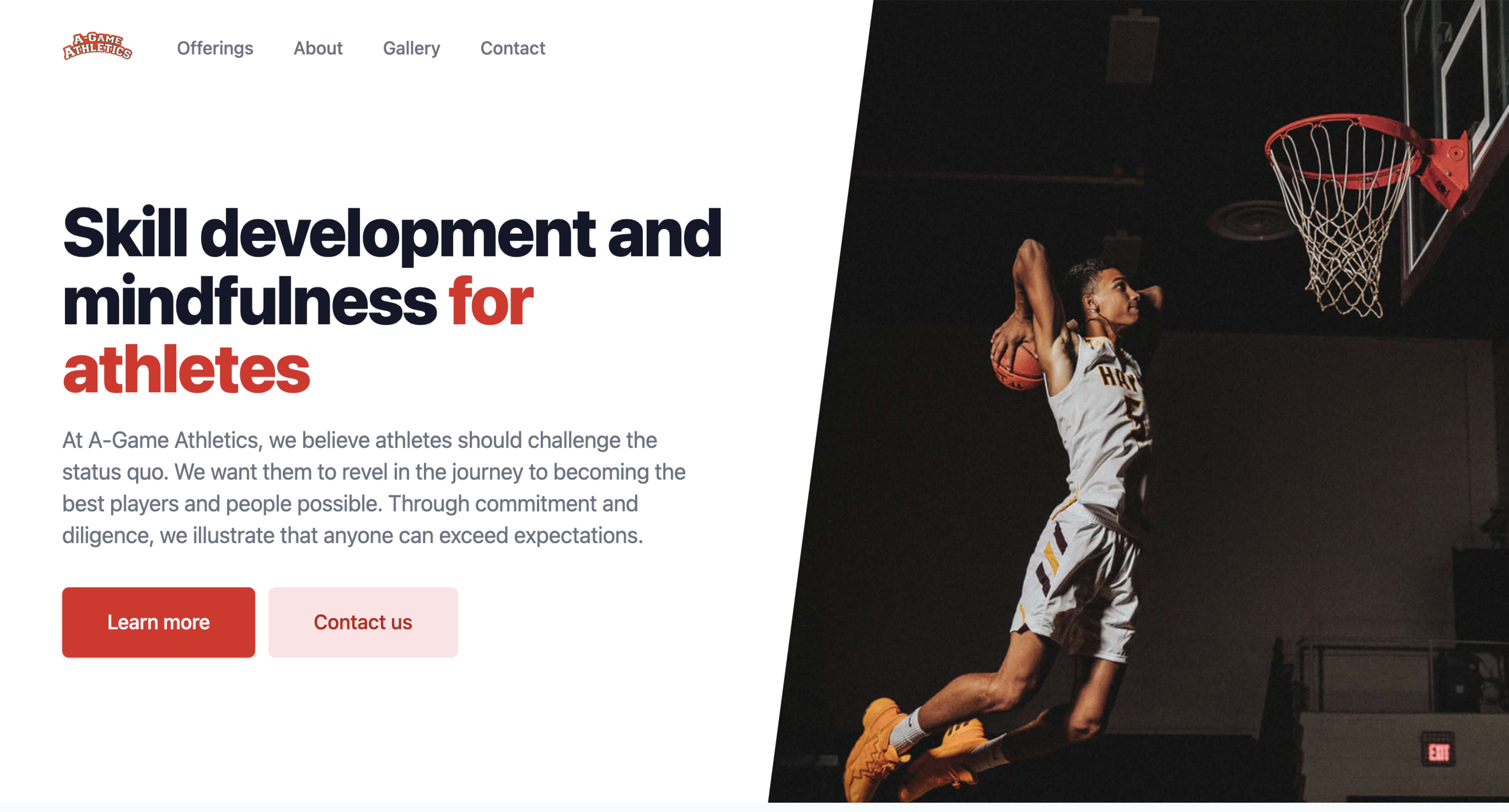 A-Game Athletic's Website that Matt Basile Coded and Designed